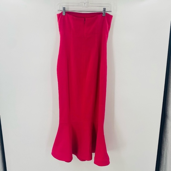 Cinq A Sept Luna Strapless Ruffle Midi Dress Bright Pink Size 6 - Picture 5 of 8